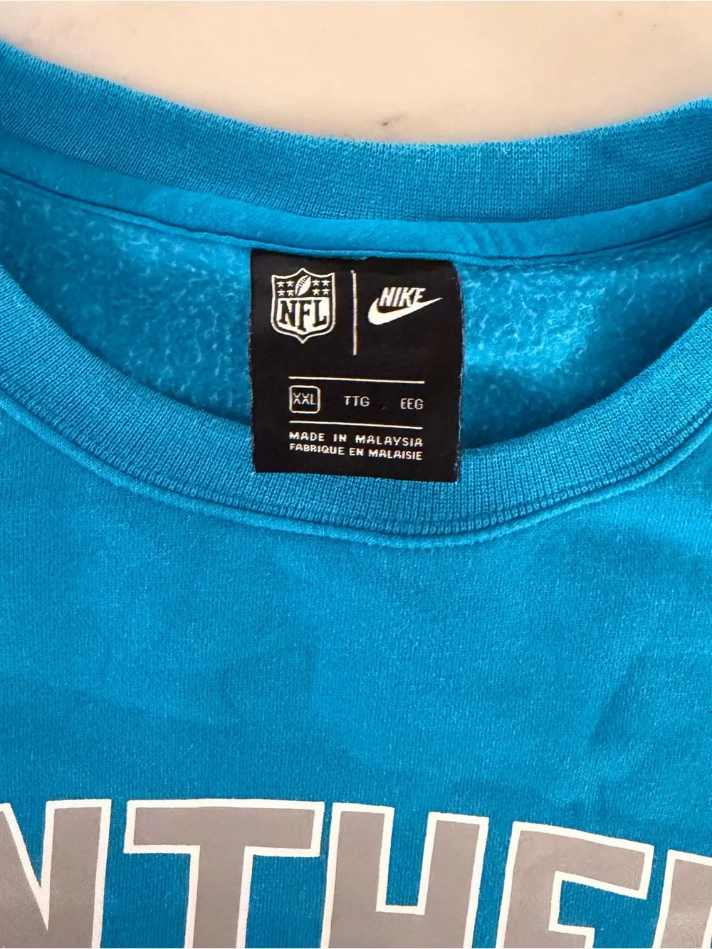 Carolina Panthers Sweatshirt Crewneck Men 2XL Blue Nike NFL XXL